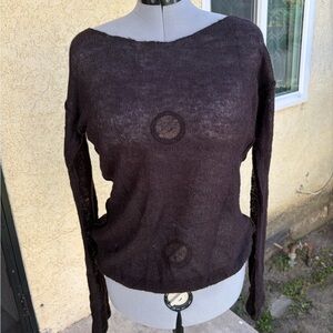 Urban Outfitters Brown Sheer Scoop Neck Lightweight Sweater